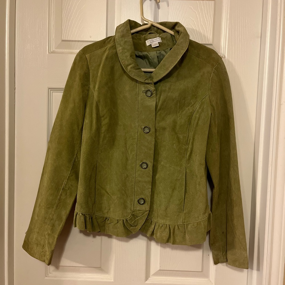 Christopher & Banks Olive Suede Jacket